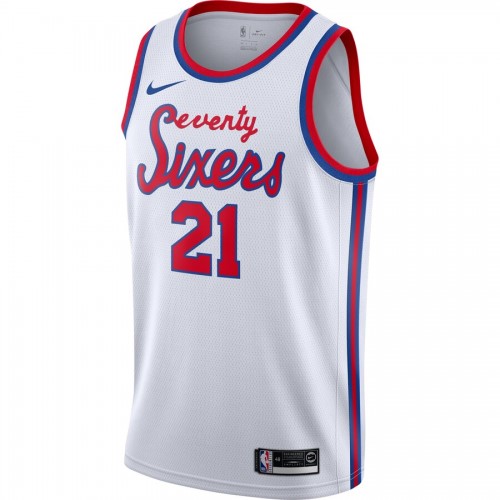 Men's Philadelphia 76ers Joel Embiid #21 White Hardwood Classics Finished Swingman Jersey Men's Philadelphia 76ers Joel Embiid #21 White Hardwood Classics Finished Swingman Jersey