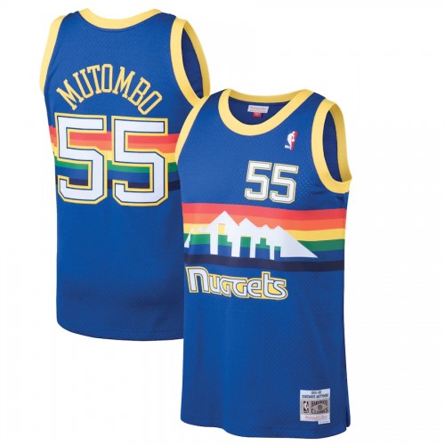 Men's Denver Nuggets Dikembe Mutombo #55 Blue 91-92 Hardwood Classics Swingman Jersey Men's Denver Nuggets Dikembe Mutombo #55 Blue 91-92 Hardwood Classics Swingman Jersey