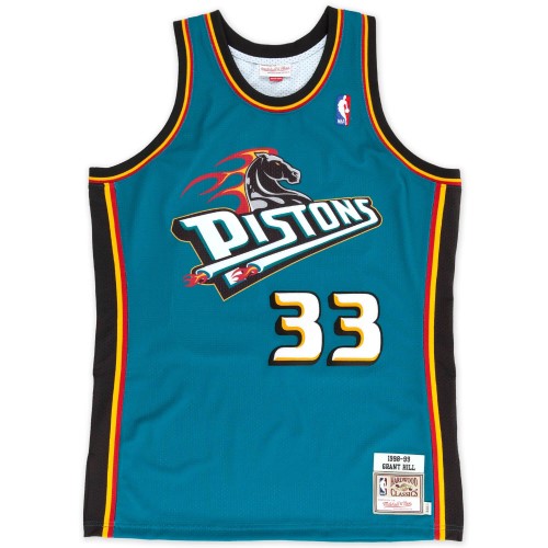 Men's Detroit Pistons Grant Hill #33 Throwback Blue 98-99 Hardwood Classics Swingman Jersey