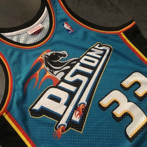 Men's Detroit Pistons Grant Hill #33 Throwback Blue 98-99 Hardwood Classics Swingman Jersey