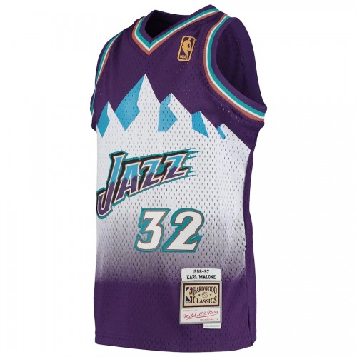 Men's Utah Jazz Karl Malone #32 Throwback Purple 91-92 Hardwood Classics Jersey Men's Utah Jazz Karl Malone #32 Throwback Purple 91-92 Hardwood Classics Jersey