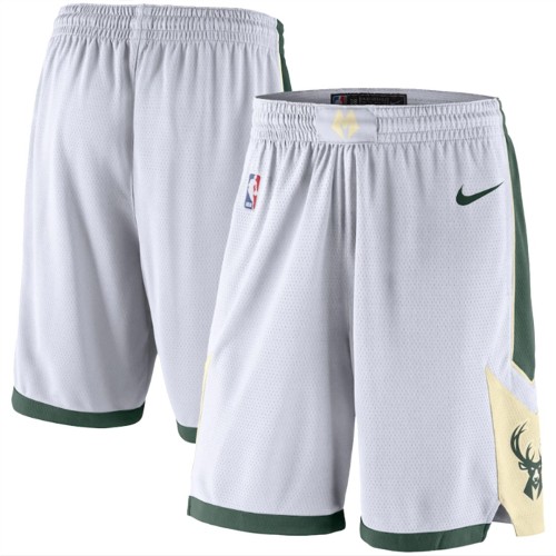 20/21 Men's Milwaukee Bucks Nike White/Hunter Green Association Edition Performance Swingman Shorts 20/21 Men's Milwaukee Bucks Nike White/Hunter Green Association Edition Performance Swingman Shorts