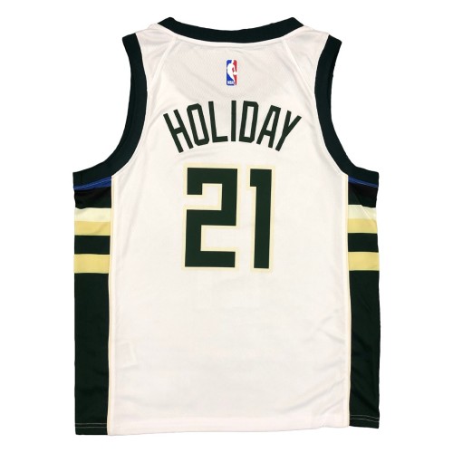 Men's Milwaukee Bucks Jrue Holiday #21 Nike White 2020/21 Swingman Jersey - Association Edition Men's Milwaukee Bucks Jrue Holiday #21 Nike White 2020/21 Swingman Jersey - Association Edition