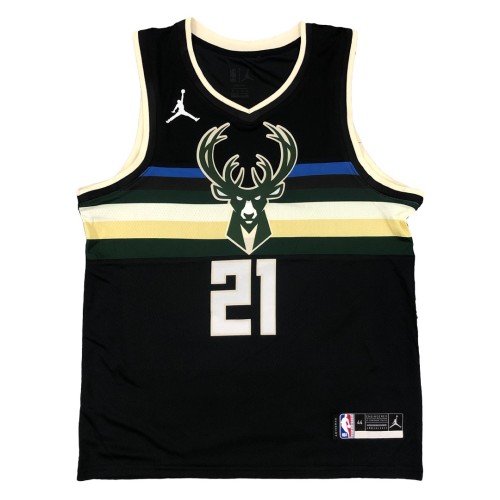 Men's Milwaukee Bucks Jrue Holiday #21 Jordan Black 2020/21 Swingman Jersey - Statement Edition Men's Milwaukee Bucks Jrue Holiday #21 Jordan Black 2020/21 Swingman Jersey - Statement Edition