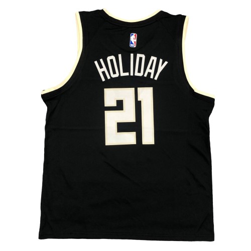 Men's Milwaukee Bucks Jrue Holiday #21 Jordan Black 2020/21 Swingman Jersey - Statement Edition Men's Milwaukee Bucks Jrue Holiday #21 Jordan Black 2020/21 Swingman Jersey - Statement Edition