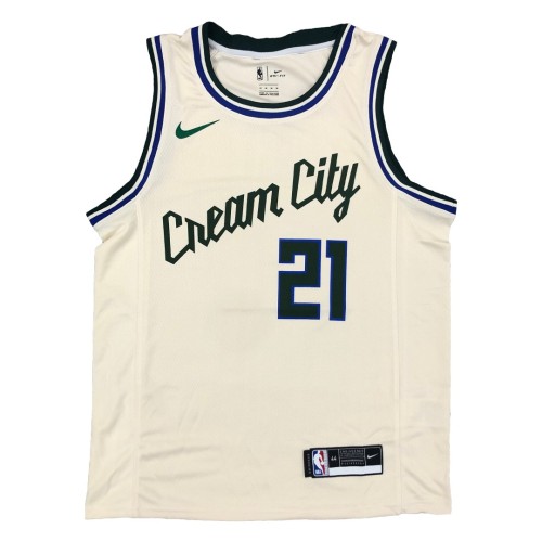 Men's Milwaukee Bucks Jrue Holiday #21 Nike White Cream Swingman Jersey - City Edition Men's Milwaukee Bucks Jrue Holiday #21 Nike White Cream Swingman Jersey - City Edition
