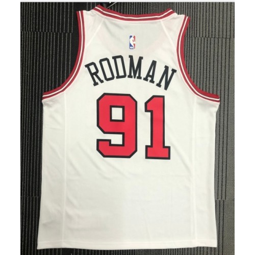 Men's Chicago Bulls Dennis Rodman #91 Nike White Swingman Jersey - Association Edition Men's Chicago Bulls Dennis Rodman #91 Nike White Swingman Jersey - Association Edition