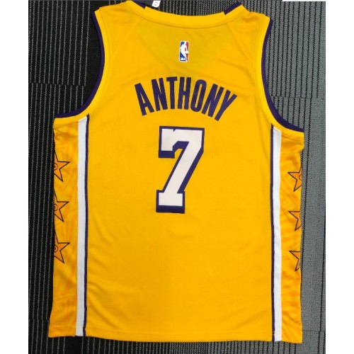 Men's Los Angeles Lakers Carmelo Anthony #7 Nike Yellow Swingman NBA Jersey - City Edition Men's Los Angeles Lakers Carmelo Anthony #7 Nike Yellow Swingman NBA Jersey - City Edition