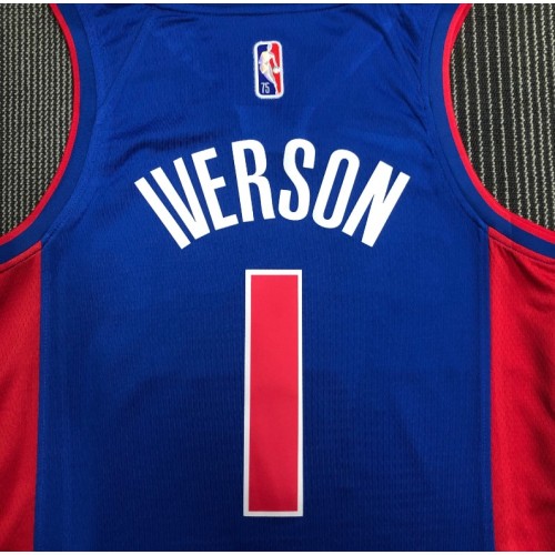 Men's Detroit Pistons Allen Iverson #1 Nike Blue 2021/22 Swingman NBA Jersey - Icon Edition Men's Detroit Pistons Allen Iverson #1 Nike Blue 2021/22 Swingman NBA Jersey - Icon Edition