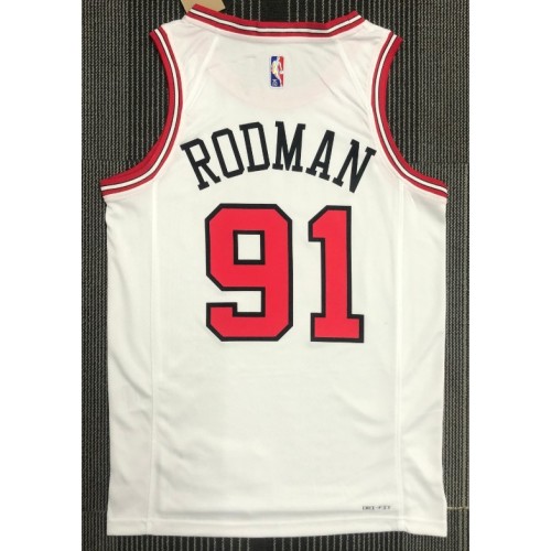 Men's Chicago Bulls Dennis Rodman #91 Nike White 2021/22 Swingman NBA Jersey - Icon Edition Men's Chicago Bulls Dennis Rodman #91 Nike White 2021/22 Swingman NBA Jersey - Icon Edition