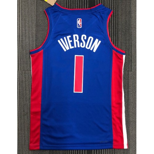 Men's Detroit Pistons Allen Iverson #1 Nike Blue 2021/22 Swingman NBA Jersey - Icon Edition Men's Detroit Pistons Allen Iverson #1 Nike Blue 2021/22 Swingman NBA Jersey - Icon Edition