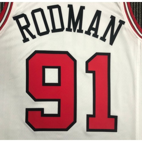 Men's Chicago Bulls Dennis Rodman #91 Nike White 2021/22 Swingman NBA Jersey - Icon Edition Men's Chicago Bulls Dennis Rodman #91 Nike White 2021/22 Swingman NBA Jersey - Icon Edition