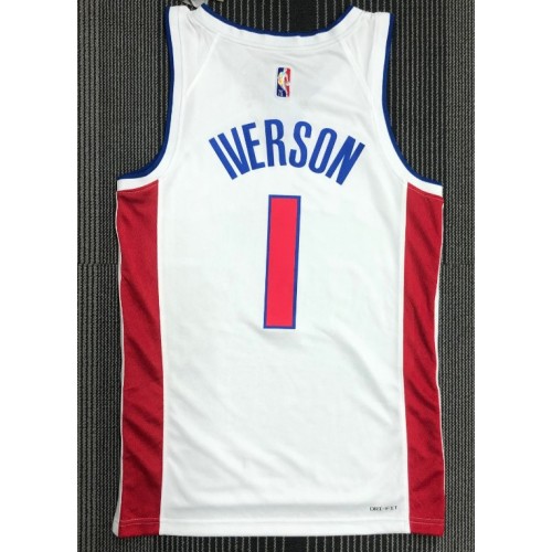 Men's Detroit Pistons Allen Iverson #1 Nike White 2021/22 Swingman NBA Jersey - Icon Edition Men's Detroit Pistons Allen Iverson #1 Nike White 2021/22 Swingman NBA Jersey - Icon Edition