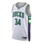 Men's Milwaukee Bucks Giannis Antetokounmpo #34 Nike White 21/22 Swingman NBA Jersey - City Edition Men's Milwaukee Bucks Giannis Antetokounmpo #34 Nike White 21/22 Swingman NBA Jersey - City Edition