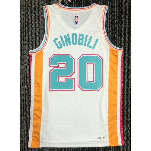 Men's San Antonio Spurs Manu Ginobili #20 Nike White 2021/22 Swingman Jersey - City Edition Men's San Antonio Spurs Manu Ginobili #20 Nike White 2021/22 Swingman Jersey - City Edition