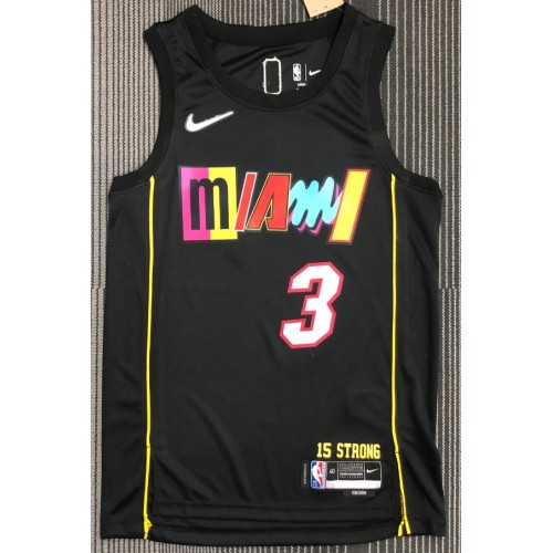 Men's Miami Heat Dwyane Wade #3 Nike Black 2021/22 Swingman Jersey - City Edition Men's Miami Heat Dwyane Wade #3 Nike Black 2021/22 Swingman Jersey - City Edition