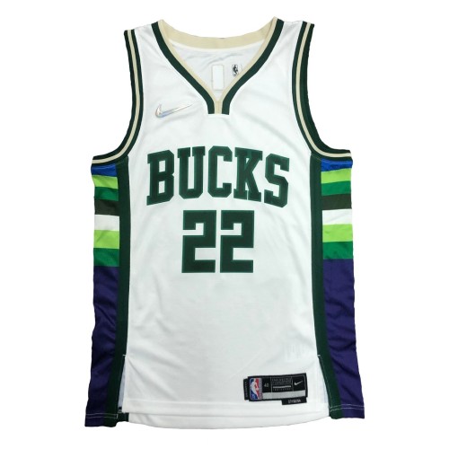 Men's Milwaukee Bucks Khris Middleton #22 Nike White 2021/22 Swingman NBA Jersey - City Edition Men's Milwaukee Bucks Khris Middleton #22 Nike White 2021/22 Swingman NBA Jersey - City Edition