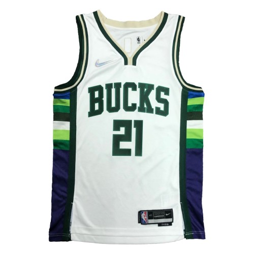 Men's Milwaukee Bucks Jrue Holiday #21 Nike White 2021/22 Swingman NBA Jersey - City Edition Men's Milwaukee Bucks Jrue Holiday #21 Nike White 2021/22 Swingman NBA Jersey - City Edition