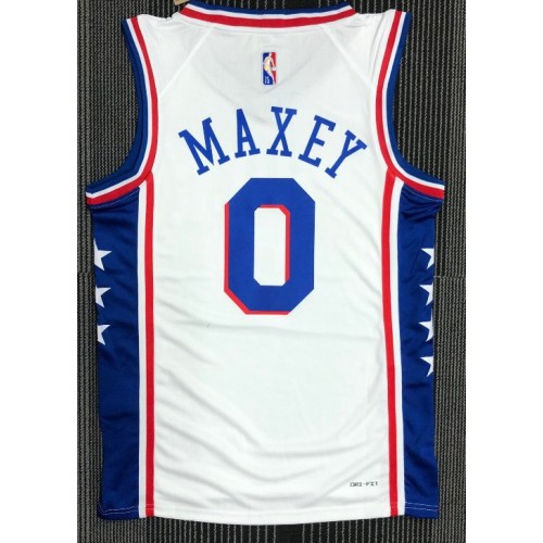 Men's Philadelphia 76ers Tyrese Maxey #0 Nike White 2021/22 Swingman NBA Jersey - Icon Edition Men's Philadelphia 76ers Tyrese Maxey #0 Nike White 2021/22 Swingman NBA Jersey - Icon Edition