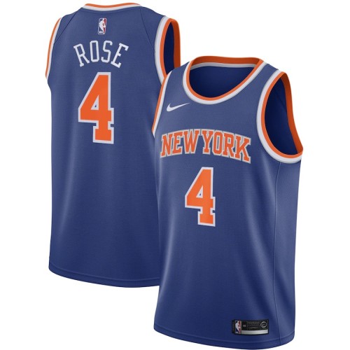 Men's New York Knicks Derrick Rose #4 Nike Blue 2020/21 Swingman Jersey - Icon Edition Men's New York Knicks Derrick Rose #4 Nike Blue 2020/21 Swingman Jersey - Icon Edition