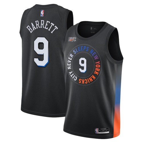Men's New York Knicks RJ Barrett #9 Nike Black 2020/21 Swingman Jersey - City Edition Men's New York Knicks RJ Barrett #9 Nike Black 2020/21 Swingman Jersey - City Edition