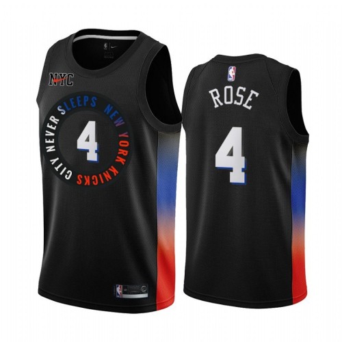 Men's New York Knicks Derrick Rose #4 Nike Black 202021 Swingman Jersey - City Edition Men's New York Knicks Derrick Rose #4 Nike Black 202021 Swingman Jersey - City Edition