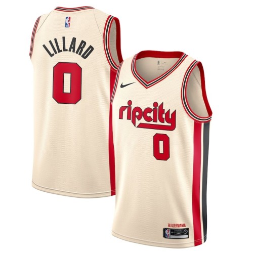 Men's Portland Trail Blazers Damian Lillard Nike Cream 2019/20 Swingman Jersey - City Edition Men's Portland Trail Blazers Damian Lillard Nike Cream 2019/20 Swingman Jersey - City Edition