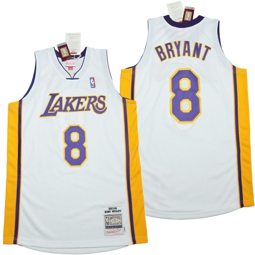 Men's Los Angeles Lakers Kobe Bryant #8 Throwback White 2003-04 Hardwood Classics Jersey Men's Los Angeles Lakers Kobe Bryant #8 Throwback White 2003-04 Hardwood Classics Jersey