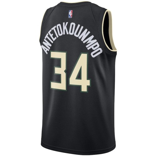 Men's Milwaukee Bucks Antetokounmpo #34 Jordan Black 20/21 Swingman Jersey - Statement Edition Men's Milwaukee Bucks Antetokounmpo #34 Jordan Black 20/21 Swingman Jersey - Statement Edition