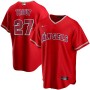 Men's Los Angeles Angels Mike Trout #27 Nike Scarlet 2020 Alternate Jersey Men's Los Angeles Angels Mike Trout #27 Nike Scarlet 2020 Alternate Jersey