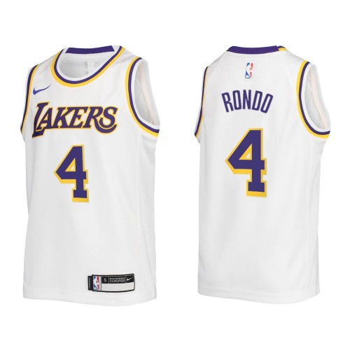 Men's Los Angeles Lakers Rajon Rondo #4 Nike White Swingman NBA Jersey - Association Edition Men's Los Angeles Lakers Rajon Rondo #4 Nike White Swingman NBA Jersey - Association Edition