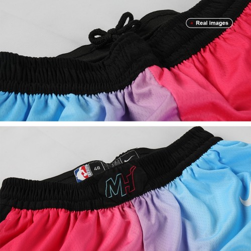 Men's Miami Heat Nike Pink/Light Blue 2020/21 Swingman Shorts City Edition Men's Miami Heat Nike Pink/Light Blue 2020/21 Swingman Shorts City Edition