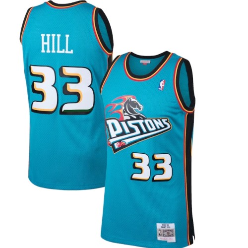 Men's Detroit Pistons Grant Hill #33 Throwback Blue 98-99 Hardwood Classics Swingman Jersey