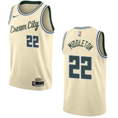 Men's Milwaukee Bucks Khris Middleton #22 Nike White Cream Swingman Jersey - City Edition Men's Milwaukee Bucks Khris Middleton #22 Nike White Cream Swingman Jersey - City Edition