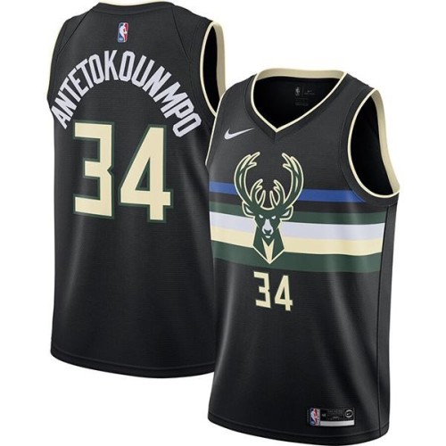Men's Milwaukee Bucks Giannis Antetokounmpo #34 Black 2020 Swingman Jersey - Statement Edition Men's Milwaukee Bucks Giannis Antetokounmpo #34 Black 2020 Swingman Jersey - Statement Edition