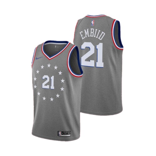Men's Philadelphia 76ers Joel Embiid #21 Gray Swingman Jersey - City Edition Men's Philadelphia 76ers Joel Embiid #21 Gray Swingman Jersey - City Edition
