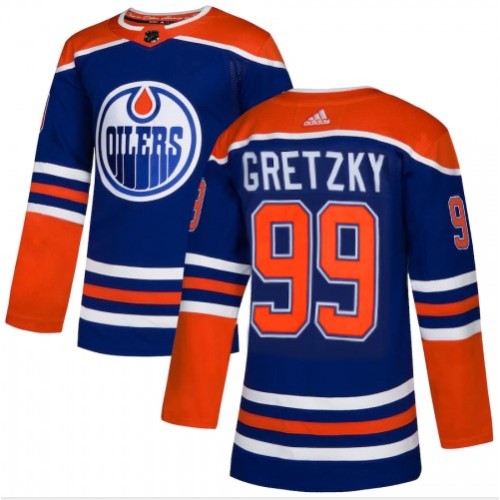 Men's Edmonton Oilers Wayne Gretzky #99 adidas Royal Alternate Authentic Jersey Men's Edmonton Oilers Wayne Gretzky #99 adidas Royal Alternate Authentic Jersey