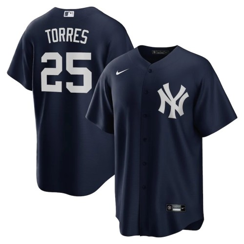 Men's New York Yankees Gleyber Torres #25 Nike Navy Alternate Jersey Men's New York Yankees Gleyber Torres #25 Nike Navy Alternate Jersey