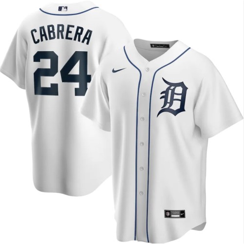 Men's Detroit Tigers Miguel Cabrera 24# Nike White Home 2020 Jersey Men's Detroit Tigers Miguel Cabrera 24# Nike White Home 2020 Jersey
