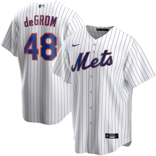 Men's New York Mets Jacob deGrom #48 Nike White&Royal Home 2020 Jersey Men's New York Mets Jacob deGrom #48 Nike White&Royal Home 2020 Jersey