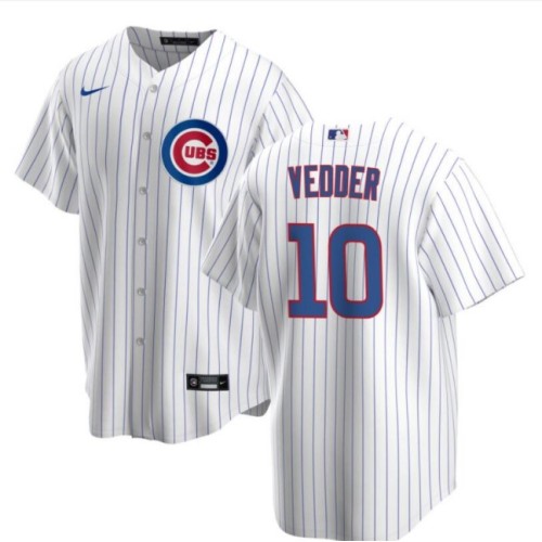 Men's Chicago Cubs Eddie Vedder #10 Nike White Home Player Jersey Men's Chicago Cubs Eddie Vedder #10 Nike White Home Player Jersey