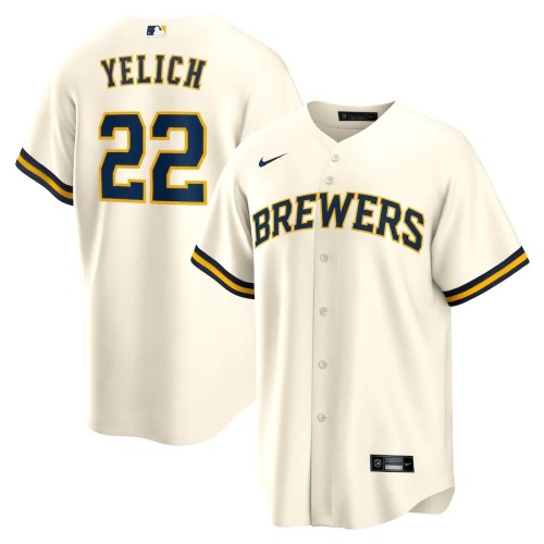 Men's Milwaukee Brewers Christian Yelich #22 Nike Cream Home 2020 Jersey Men's Milwaukee Brewers Christian Yelich #22 Nike Cream Home 2020 Jersey