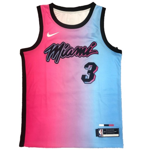 Men's Miami Heat Dwyane Wade #3 Blue&Pink 20/21 Swingman Jersey - City Edition Men's Miami Heat Dwyane Wade #3 Blue&Pink 20/21 Swingman Jersey - City Edition