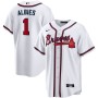 Men's Atlanta Braves Ozzie Albies #1 White Home 2020 Player Jersey Men's Atlanta Braves Ozzie Albies #1 White Home 2020 Player Jersey