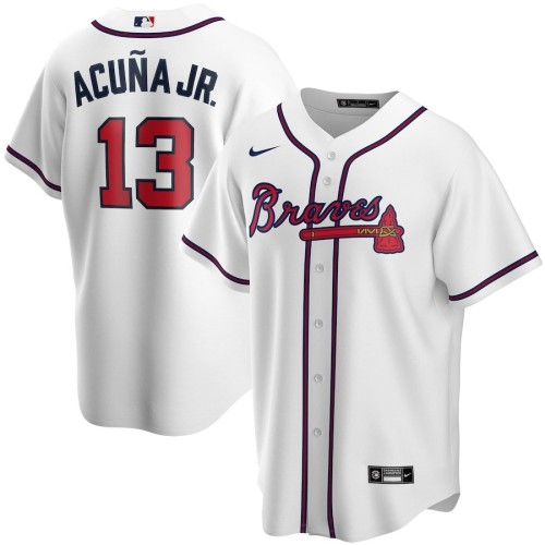 Men's Atlanta Braves Ronald Acuña Jr. #13 White 2020 Player Jersey Men's Atlanta Braves Ronald Acuña Jr. #13 White 2020 Player Jersey