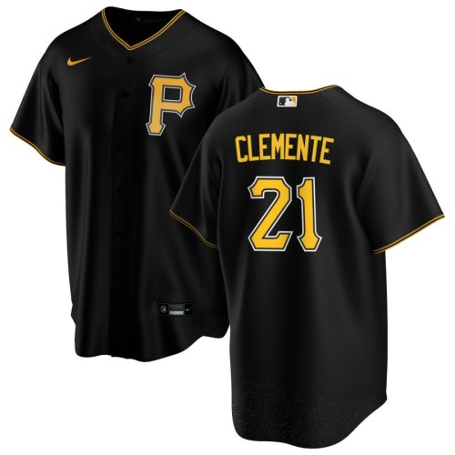 Men's Pittsburgh Pirates Roberto Clemente #21 Nike Black Alternate 2020 Jersey Men's Pittsburgh Pirates Roberto Clemente #21 Nike Black Alternate 2020 Jersey