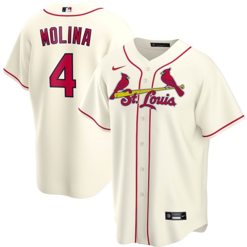 Men's St. Louis Cardinals Yadier Molina #4 Nike Cream Alternate 2020 Jersey Men's St. Louis Cardinals Yadier Molina #4 Nike Cream Alternate 2020 Jersey