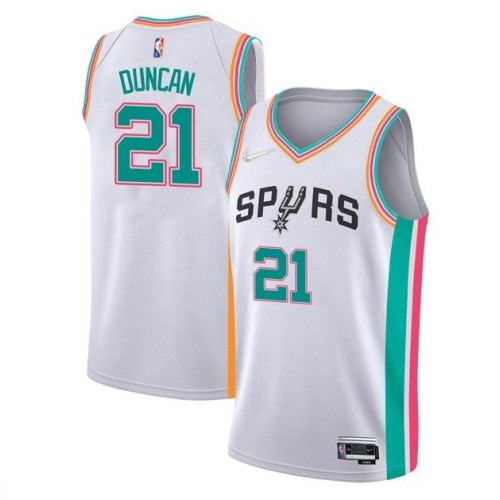 Men's San Antonio Spurs Tim Duncan #21 Nike White 2021/22 Swingman Jersey - City Edition Men's San Antonio Spurs Tim Duncan #21 Nike White 2021/22 Swingman Jersey - City Edition