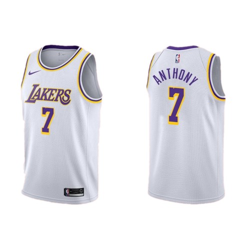 Men's Los Angeles Lakers Carmelo Anthony #7 Nike White 2020/21 Swingman Jersey - Association Edition Men's Los Angeles Lakers Carmelo Anthony #7 Nike White 2020/21 Swingman Jersey - Association Edition