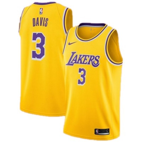 Men's Los Angeles Lakers Anthony Davis #3 Yellow 18-19 Swingman Jersey - Icon Edition Men's Los Angeles Lakers Anthony Davis #3 Yellow 18-19 Swingman Jersey - Icon Edition